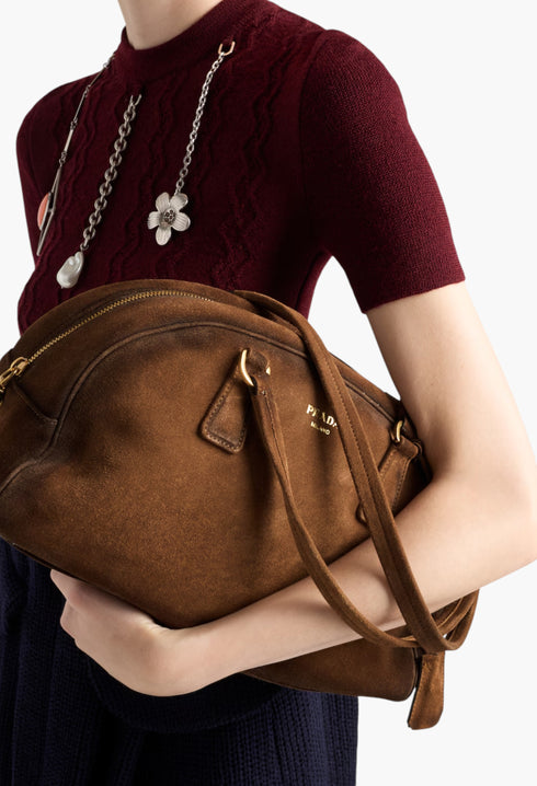 Prada Bowling Medium Suede Bag